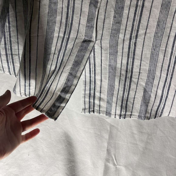 NWT Ellen Tracy Women's S Linen Blouse Blue Striped Sleeveless Beachy Tank Zip - Picture 8 of 11